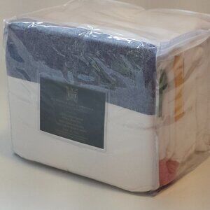 Hudson’s Bay Stripes Flannel Queen Bed Sheet Set, White BNIP 💚❤️💛💙